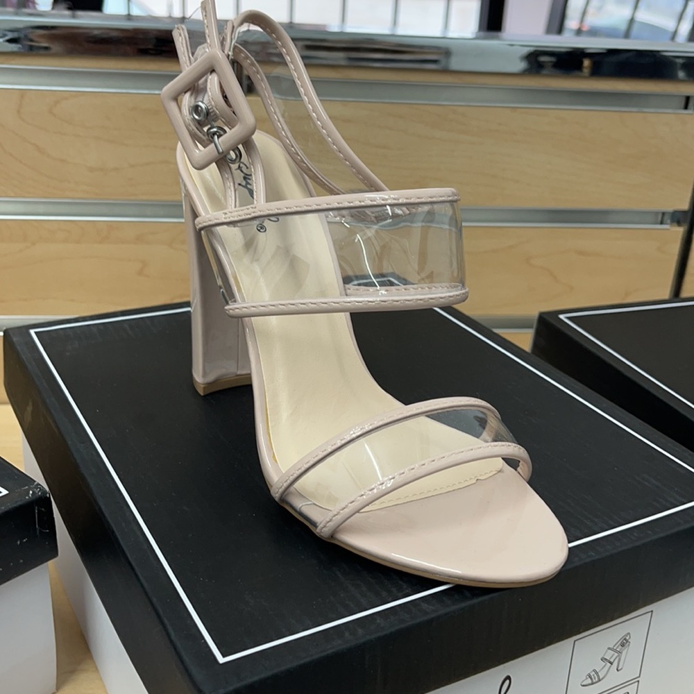 Nude Heels with Transparent Straps